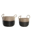 Set de basket DKD Home Decor Naturel Gris Herbier marin (41 x 25 x 42 cm) (2 Pièces)