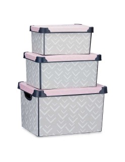 Set de Cajas Organizadoras Apilables Kipit Vibes Plástico 29 x 23,5 x 39 cm
