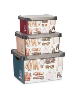 Set de Cajas Organizadoras Apilables Kipit Vintage Plástico Vintage