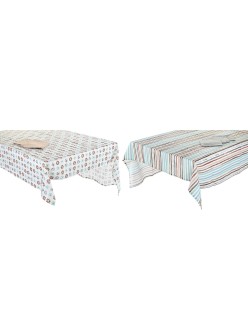 Tovaglia e tovaglioli DKD Home Decor 9 Pezzi 2 Unità 150 x 250 x 0,5 cm Grigio Blu cielo