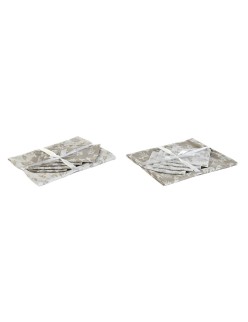 Tovaglia e tovaglioli DKD Home Decor 2 Unità 150 x 150 x 0,5 cm Beige Bianco Marrone Chiaro