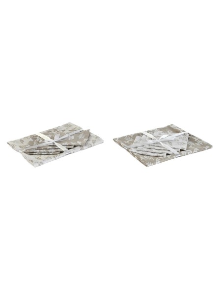 Tovaglia e tovaglioli DKD Home Decor 2 Unità 150 x 150 x 0,5 cm Beige Bianco Marrone Chiaro