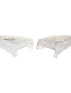 Tovaglia e tovaglioli DKD Home Decor 2 Unità 150 x 150 x 0,5 cm Beige Bianco Marrone Chiaro