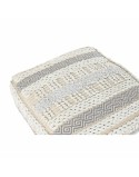 Cojín DKD Home Decor De suelo Blanco Gris Cuadrada Boho 60 x 60 x 25 cm