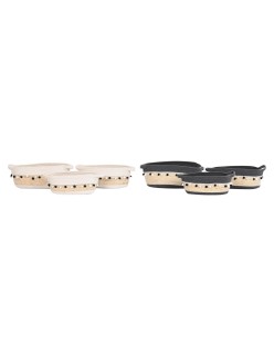 Set di Cestini DKD Home Decor Bianco Grigio Alluminio Boho 36 x 26 x 15 cm 45 x 25 x 16 cm 3 Pezzi (2 Unità)