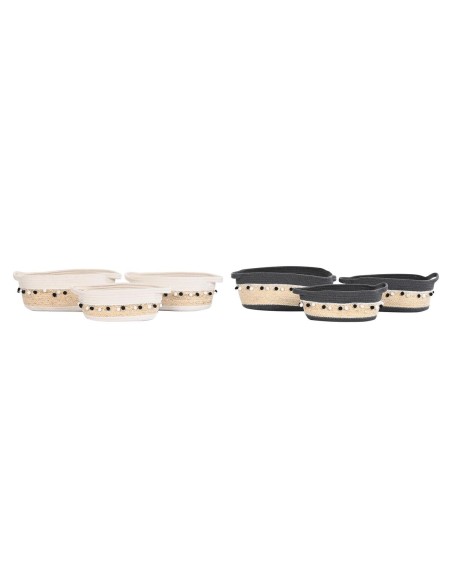 Set di Cestini DKD Home Decor Bianco Grigio Alluminio Boho 36 x 26 x 15 cm 45 x 25 x 16 cm 3 Pezzi (2 Unità)