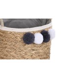 Conjunto de Cestas DKD Home Decor Natural Algodão Pompons Fibra natural (40 x 40 x 35 cm)