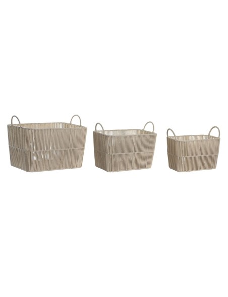 Juego de Cestas DKD Home Decor Beige Metal 39 x 29 x 31 cm 3 Piezas Juego de Cestas DKD Home Decor Beige Metal 39 x 29 x 31 cm 3 Piezas