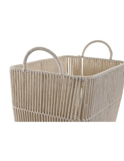 Juego de Cestas DKD Home Decor Beige Metal 39 x 29 x 31 cm 3 Piezas