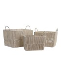 Juego de Cestas DKD Home Decor Beige Metal 39 x 29 x 31 cm 3 Piezas