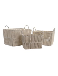 Juego de Cestas DKD Home Decor Beige Metal 39 x 29 x 31 cm 3 Piezas