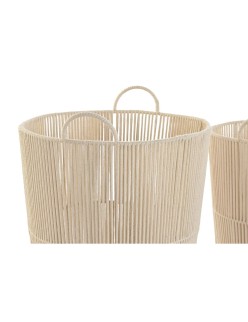 Juego de Cestas DKD Home Decor Beige Metal 42 x 42 x 51 cm 3 Piezas