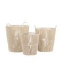 Juego de Cestas DKD Home Decor Beige Metal 42 x 42 x 51 cm 3 Piezas