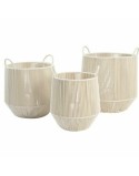 Juego de Cestas DKD Home Decor Beige Metal 38 x 38 x 45 cm 3 Piezas