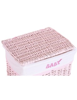 Lot de paniers DKD Home Decor Rose Polyester Enfant osier (44 x 34 x 56 cm)