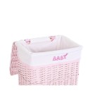 Lot de paniers DKD Home Decor Rose Polyester Enfant osier (44 x 34 x 56 cm)