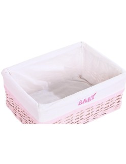 Lot de paniers DKD Home Decor Rose Polyester Enfant osier (44 x 34 x 56 cm)