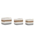 Juego de Cestas DKD Home Decor Blanco Fibra natural 36 x 27 x 27 cm 3 Piezas