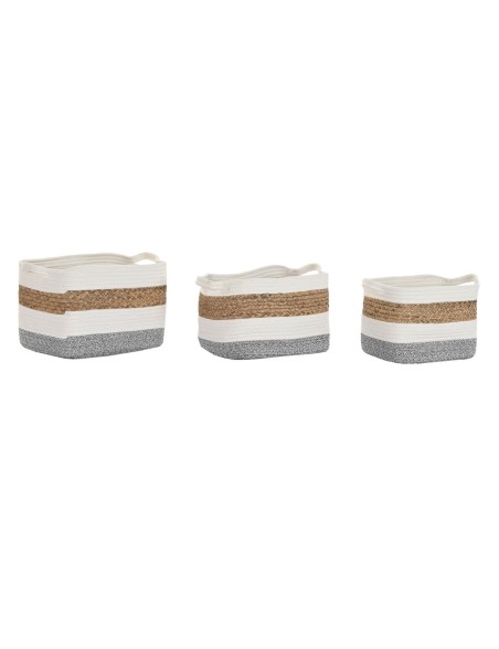 Juego de Cestas DKD Home Decor Blanco Fibra natural 36 x 27 x 27 cm 3 Piezas Juego de Cestas DKD Home Decor Blanco Fibra natural 36 x 27 x 27 cm 3 Piezas