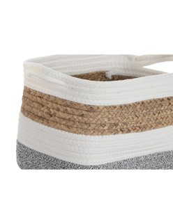 Juego de Cestas DKD Home Decor Blanco Fibra natural 36 x 27 x 27 cm 3 Piezas