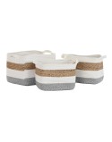 Juego de Cestas DKD Home Decor Blanco Fibra natural 36 x 27 x 27 cm 3 Piezas