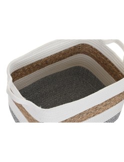 Juego de Cestas DKD Home Decor Blanco Fibra natural 36 x 27 x 27 cm 3 Piezas