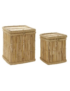 Set di Cestini DKD Home Decor Naturale Corda Bambù (46 x 46 x 55 cm)