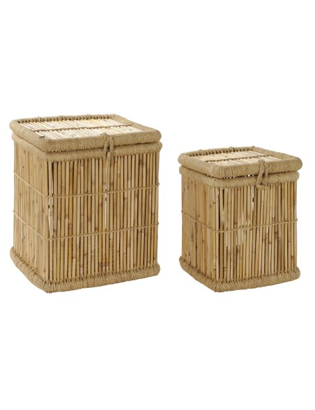 Set di Cestini DKD Home Decor Naturale Corda Bambù (46 x 46 x 55 cm)