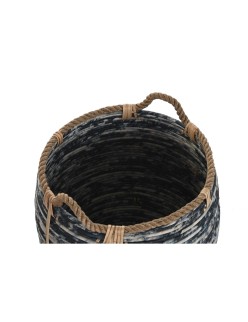 Juego de Cestas DKD Home Decor Blanco Negro Boho 56 x 56 x 60 cm 52 x 52 x 60 cm Plástico 3 Piezas