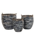 Juego de Cestas DKD Home Decor Blanco Negro Boho 56 x 56 x 60 cm 52 x 52 x 60 cm Plástico 3 Piezas