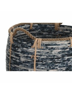 Juego de Cestas DKD Home Decor Blanco Negro Boho 56 x 56 x 60 cm 52 x 52 x 60 cm Plástico 3 Piezas