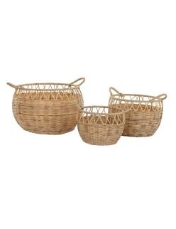 Juego de Cestas DKD Home Decor Natural Metal Polietileno 38 x 38 x 34 cm 38 x 38 x 27 cm 3 Piezas
