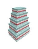 Jeu de Caisses de Rangement Empilables DKD Home Decor Multicouleur Carton 50 x 35 x 25 cm (5 Unités)