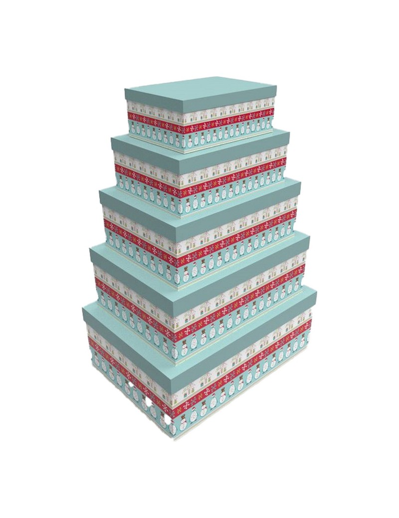 Set of Stackable Organising Boxes DKD Home Decor Multicolour Cardboard 50 x 35 x 25 cm (5 Units)