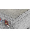 Baúl DKD Home Decor Cerámica Gris Blanco Madera de mango (116 x 40 x 50 cm)