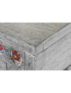 Baúl DKD Home Decor Cerámica Gris Blanco Madera de mango (116 x 40 x 50 cm)