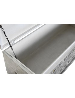 Baúl DKD Home Decor Cerámica Gris Blanco Madera de mango (116 x 40 x 50 cm)
