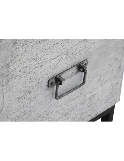 Baúl DKD Home Decor Cerámica Gris Blanco Madera de mango (116 x 40 x 50 cm)