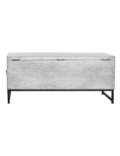 Baúl DKD Home Decor Cerámica Gris Blanco Madera de mango (116 x 40 x 50 cm)