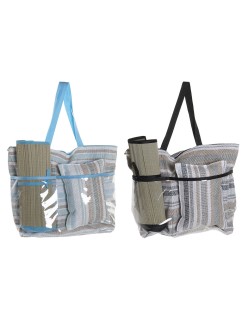 Strandtasche DKD Home Decor Blau Braun grün Grau Minze PVC Leinwand 44 x 23 x 62 cm (2 Stück)