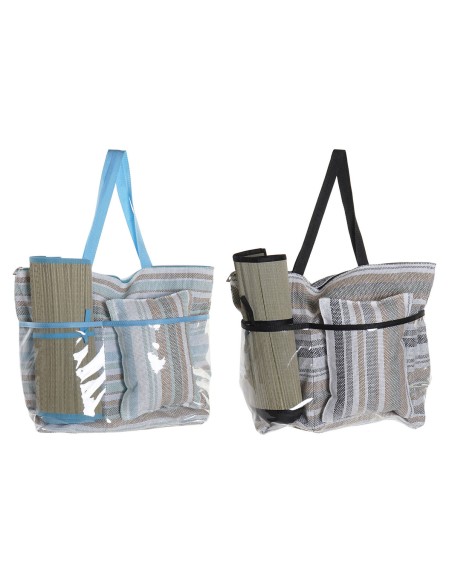 Beach Bag DKD Home Decor Blue Brown Green Grey Mint PVC Canvas 44 x 23 x 62 cm (2 Units)