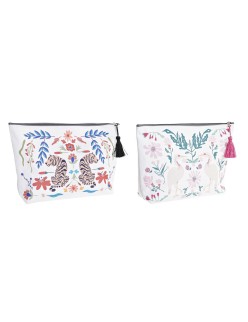 Toilet Bag DKD Home Decor Beige White Multicolour Modern (33 x 8 x 21 cm) (2 Units)