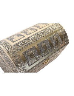 Guarda-Joias DKD Home Decor 25 x 15,5 x 18 cm Champanhe Bege Madeira Alumínio