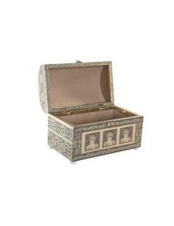 Caja-Joyero DKD Home Decor 25 x 15,5 x 18 cm Champán Beige Madera Aluminio