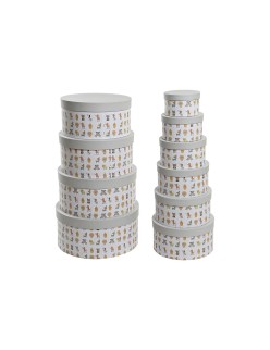 Boîte Multiusage DKD Home Decor Blanc Enfant Multicouleur Fleurs Carton (37,5 x 37,5 x 18 cm)