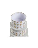 Boîte Multiusage DKD Home Decor Blanc Enfant Multicouleur Fleurs Carton (37,5 x 37,5 x 18 cm)