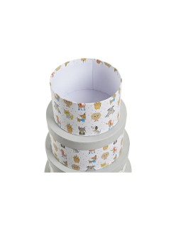 Boîte Multiusage DKD Home Decor Blanc Enfant Multicouleur Fleurs Carton (37,5 x 37,5 x 18 cm)