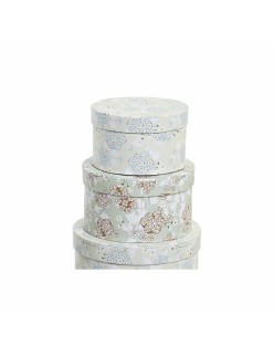 Set de Cajas Organizadoras Apilables DKD Home Decor Beige Verde Cartón (37,5 x 37,5 x 18 cm)