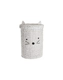 Cesto para la Ropa Sucia DKD Home Decor Blanco Infantil Gato 42 x 42 x 63 cm Fibra