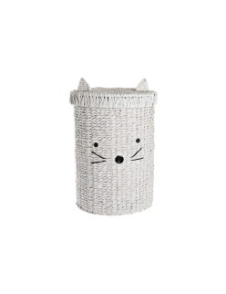 Cesto para la Ropa Sucia DKD Home Decor Blanco Infantil Gato 42 x 42 x 63 cm Fibra